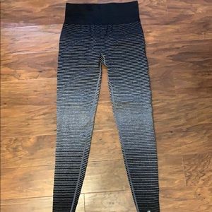 Marika Black & Grey stripe compression leggings